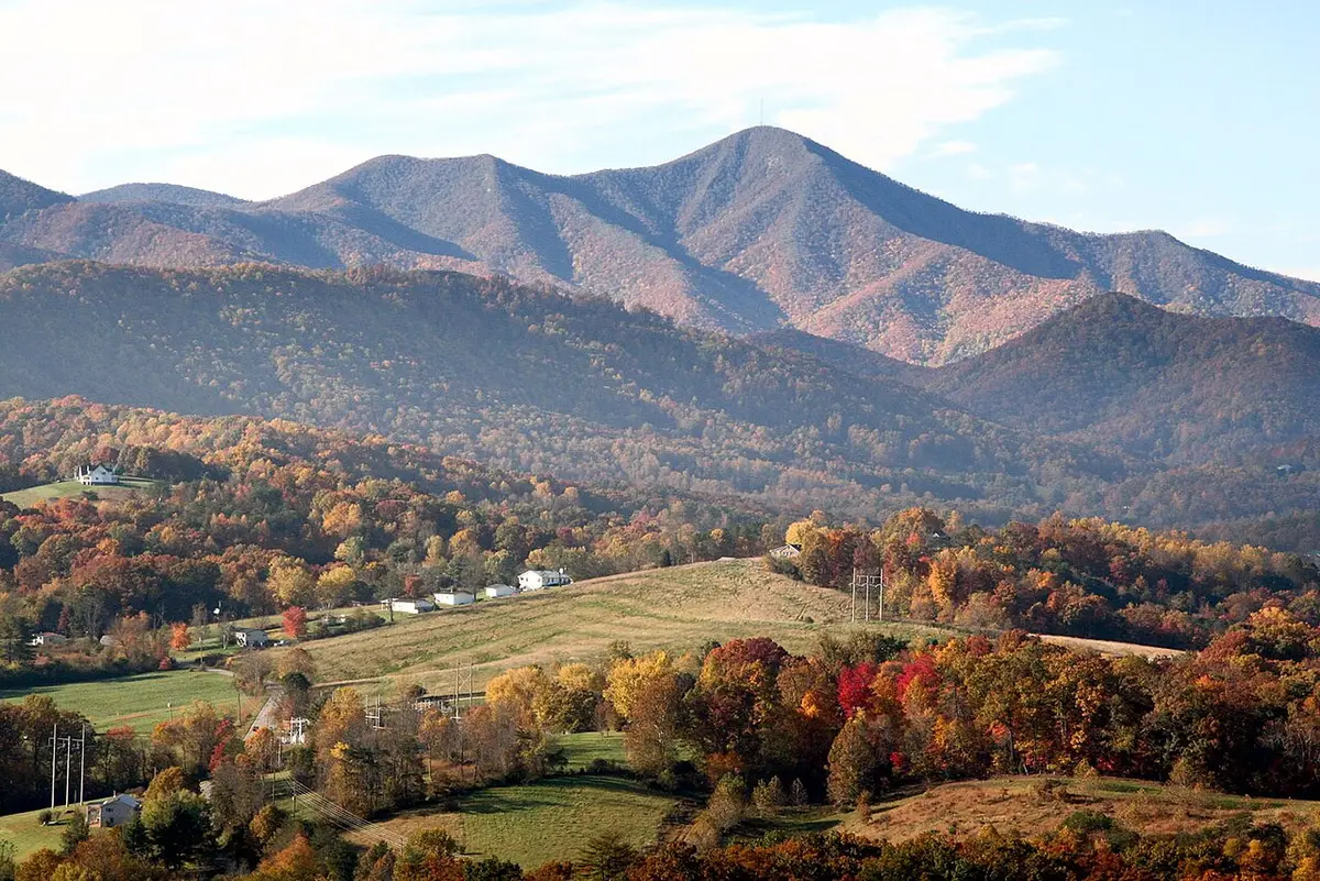 Buncombe County, NC — aerial view of Mt Pisgah from Candler NC