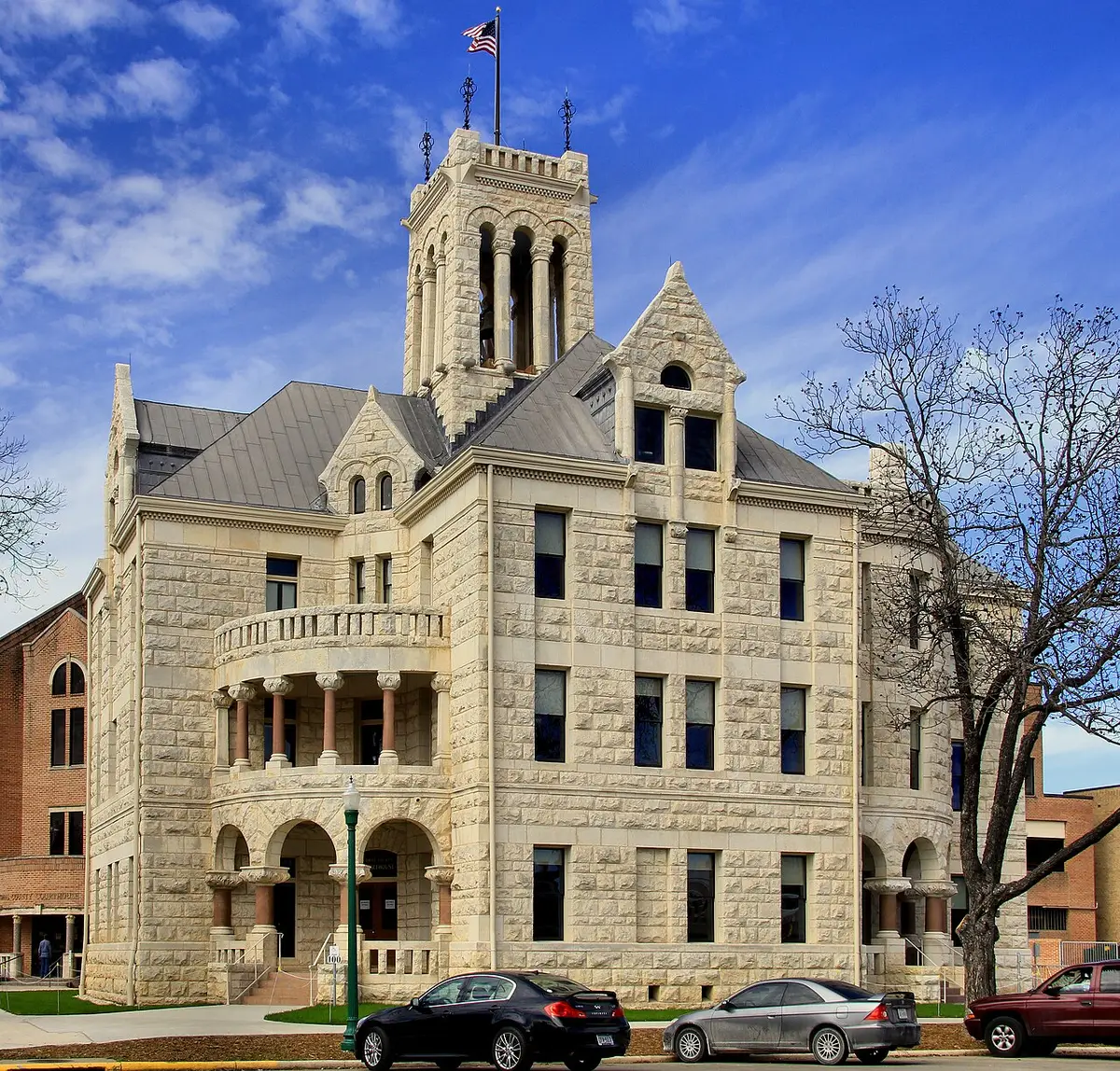 Comal County, TX — The Comal County Courthouse in New Braunfels, Texas, United States after renovation. The courthouse was listed on the National Register of Historic Places on December 12, 1976.