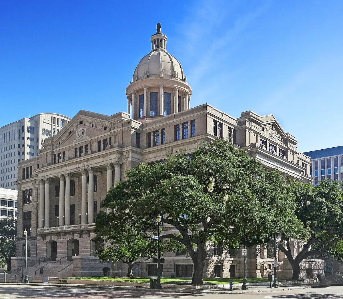 Harris County, TX — Harris County Courthouse — in Houston, Harris County, Texas.
This site has served as the courthouse square for Harris (Originally Harrisburg) County since the completion of the first county courthouse